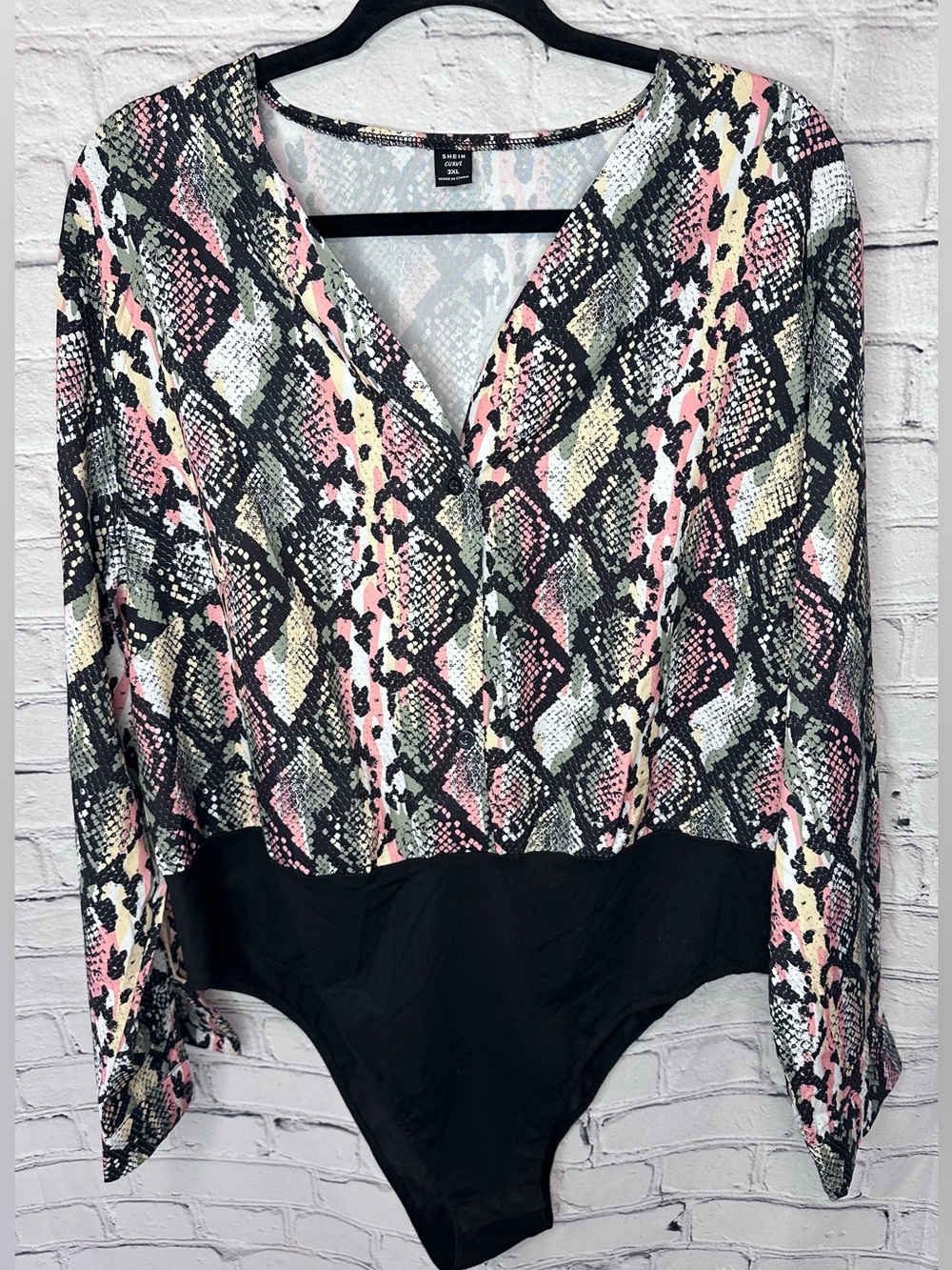 Snakeskin Print Bodysuit with Black Bottom